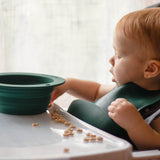 Forest Green Silicone Bib with Crumb Catcher
