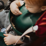 Forest Green Silicone Bib with Crumb Catcher