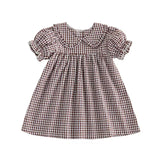 Brown Gingham Peter Pan Collar Dress
