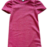 Red Mink Puff Sleeves Dress