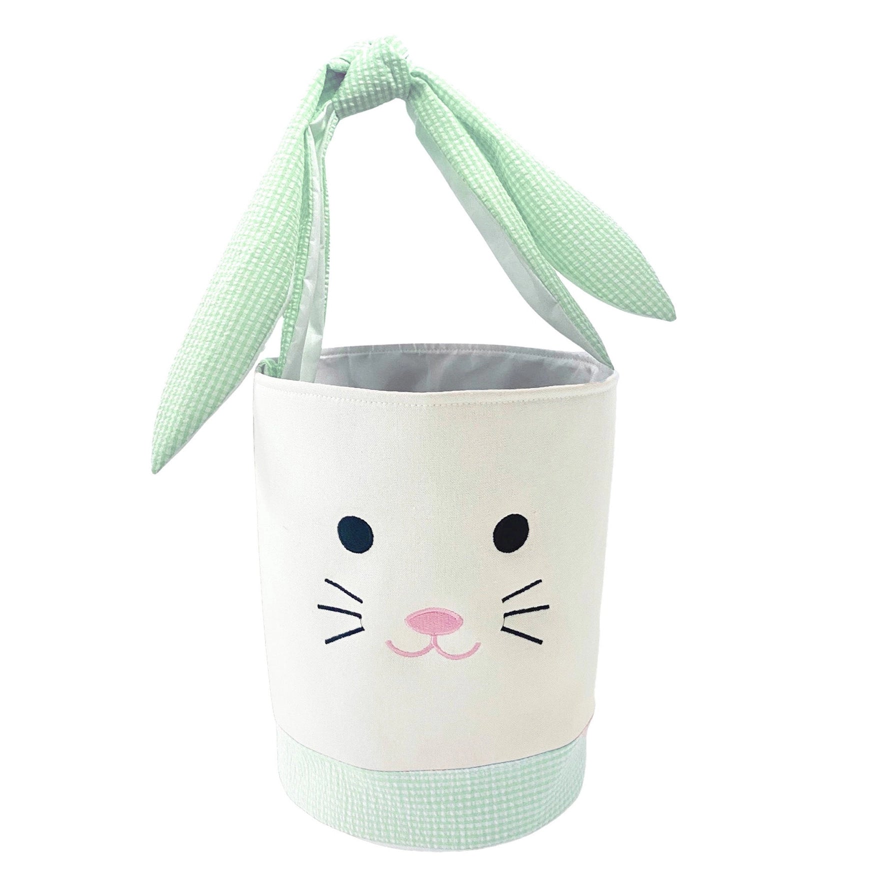 Blue Seersucker Bunny Basket Easter