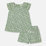 Green Jasmine Floral Print Shirt & Short Set