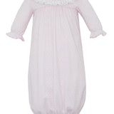 Ivanna Pink Flower Knit Print Girl's Sac W/ White Smocked Collar