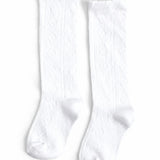 Scalloped Knee High Socks- White