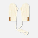 Knit Mittens with String - Whisper White