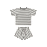 Boxy Pocket Tee + Short Set | Lagoon Stripe