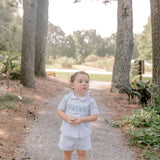 Light Blue Smocked Bunny Pleated Short Set