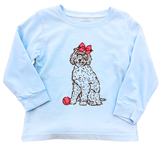 L/S Light Blue Doodle Dog with Bow Tshirt