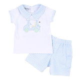 Little Caddie Applique Short Set - Light Blue