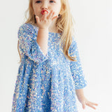 Light Blue Velvet Sequin Dress