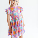 Autumn Sparkle Flutter Sleeve Twirl Dress