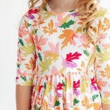 Falling Leaves 3/4 Sleeve Pocket Twirl Dress