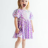 Periwinkle Heart Puff Sleeve Sequin Dress