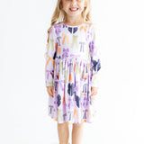 Tied with a Boo Lavender L/S Pocket Twirl Dress