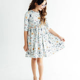 Ghouls Rule 3/4 Sleeve Pocket Twirl Dress