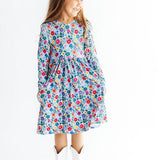 Vintage Floral L/S Pocket Twirl Dress