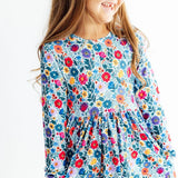 Vintage Floral L/S Pocket Twirl Dress