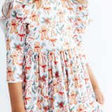 Gingerbread Lane 3/4 Sleeve Ruffle Twirl Dress