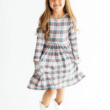 Christmas Plaid L/S Pocket Twirl Dress