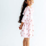 Winter Berries 3/4 Sleeve Ruffle Twirl Dress