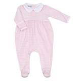 Mini Checks Collared Girl Footie - Pink