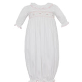 Natalie Solid White Smocked Gown