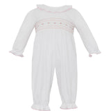 Natalie Smocked White Romper with Roses