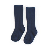 Navy Cable Knit Knee Sock