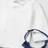 White Button Down Shirt with Bowtie