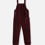 Ribbed Velvet Overalls - Burgundy