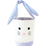 Blue Seersucker Bunny Basket Easter