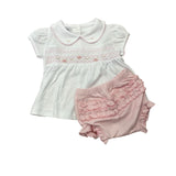 Alice and Andrew Smock Collared Ruffle S/S Diaper Cover Set