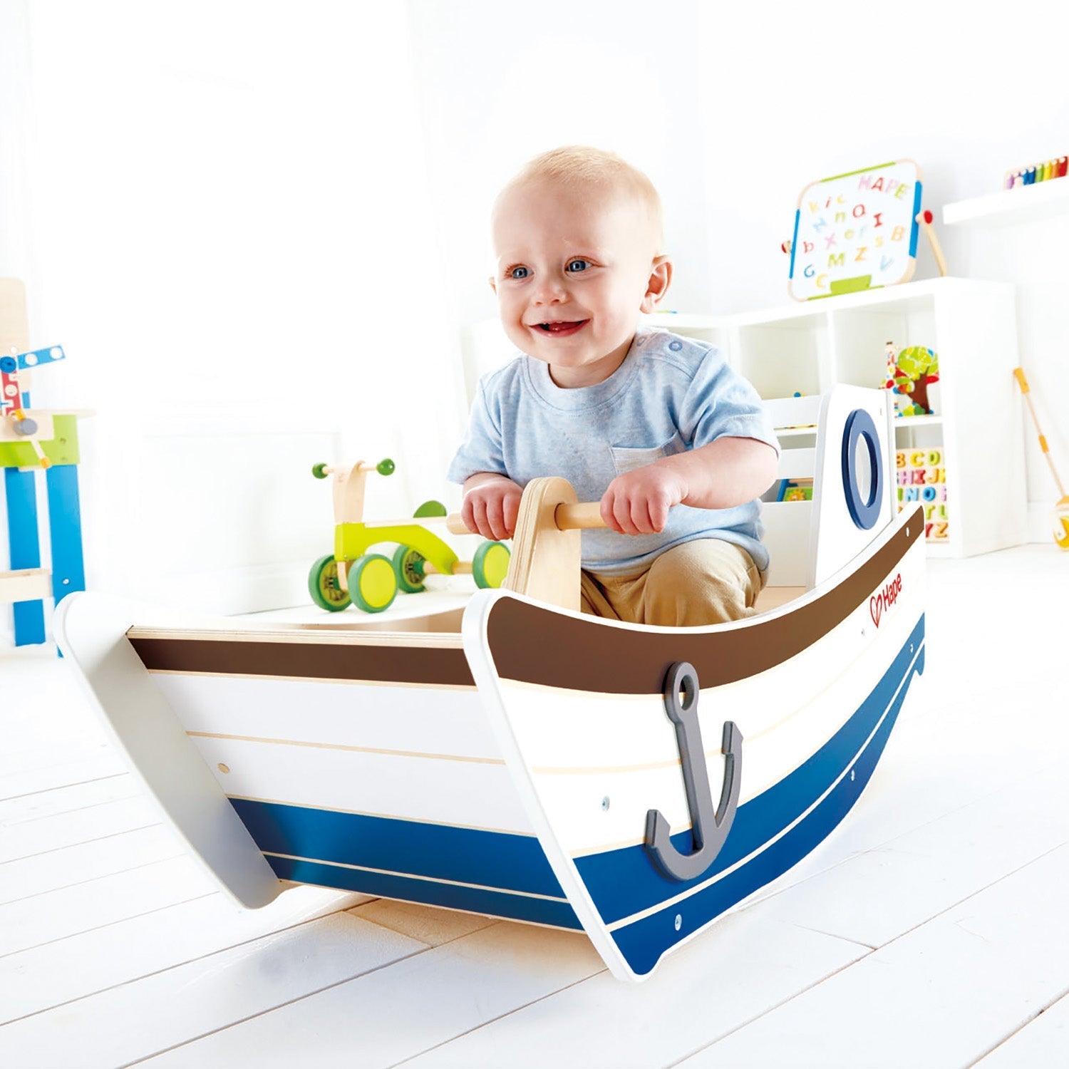 High Seas Boat Rocker baby boy toy wooden rocking horse