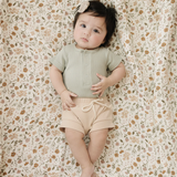 Sage Organic Cotton Ribbed Snap Bodysuit