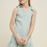 Size MEDIUM 10Y ONLY Girls Bow Strap Button-Down Swing Dress