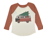 Long Sleeve Raglan- Christmas VW van teen boys