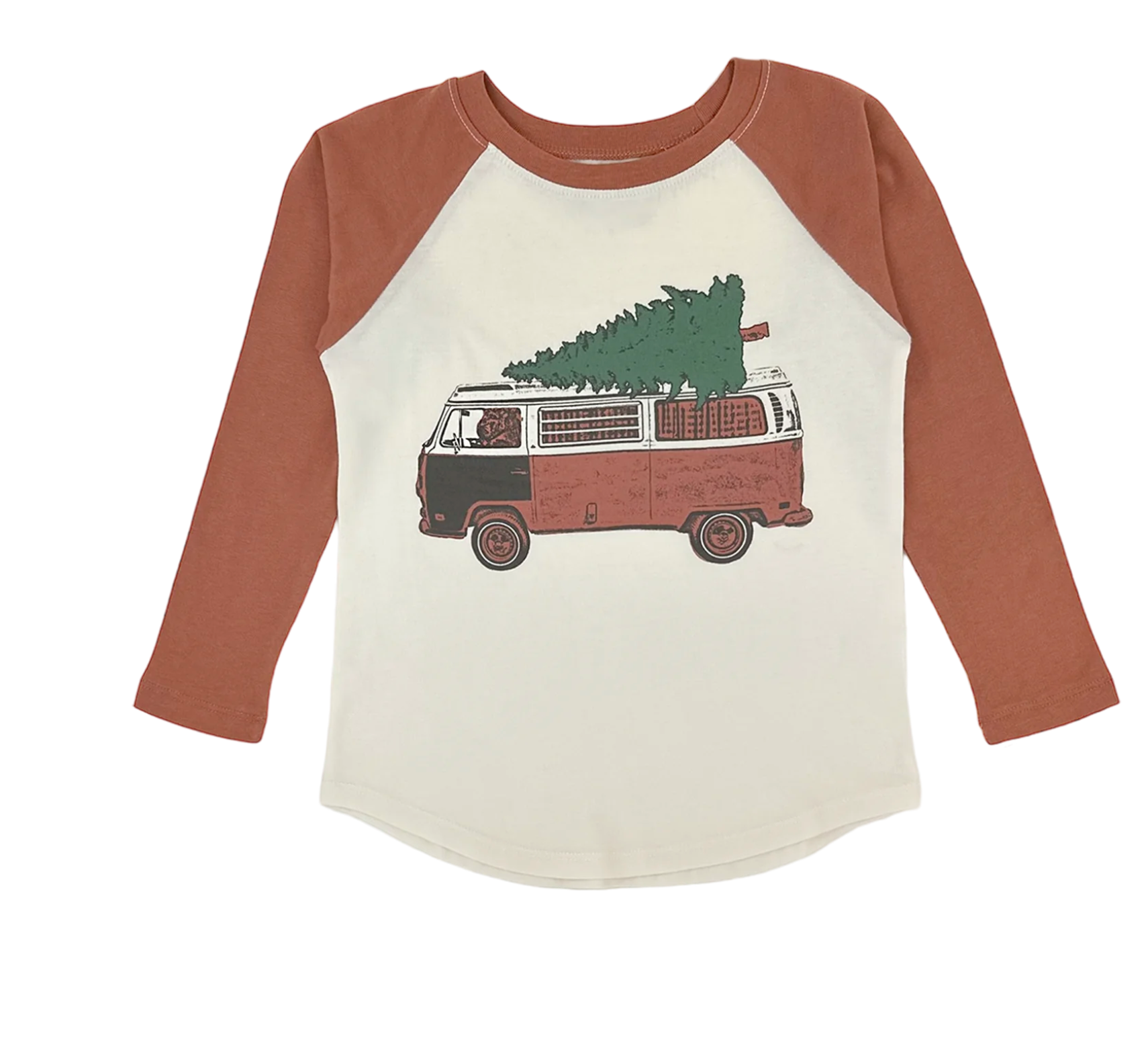 Long Sleeve Raglan- Christmas VW van teen boys