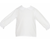 Girls White Knit Peter Pan Blouse - L/S