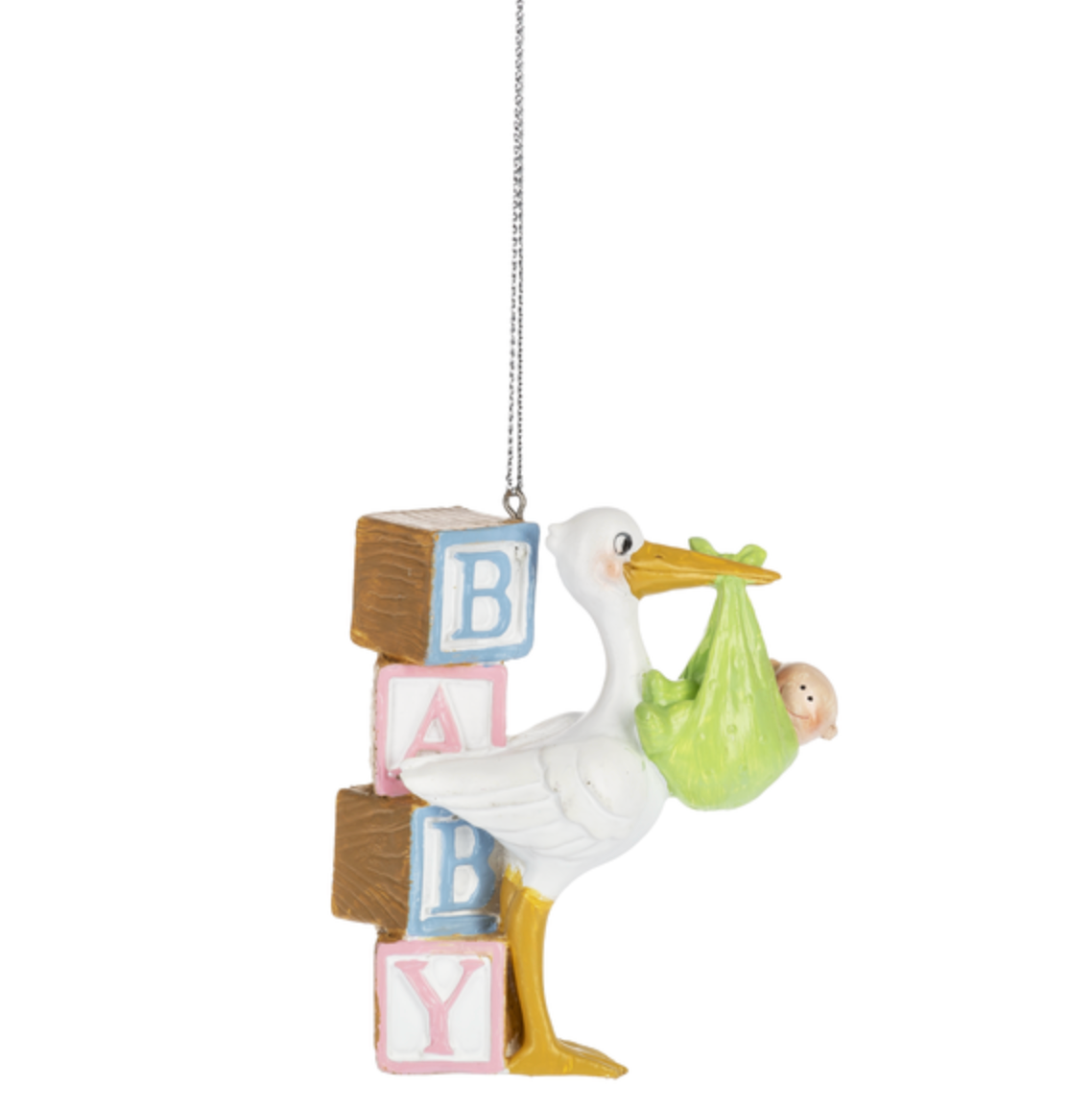 Stork Carrying Baby Ornament new baby ornament baby blocks babies first christmas
