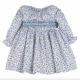 Roseship Blue Floral Pleated Dress