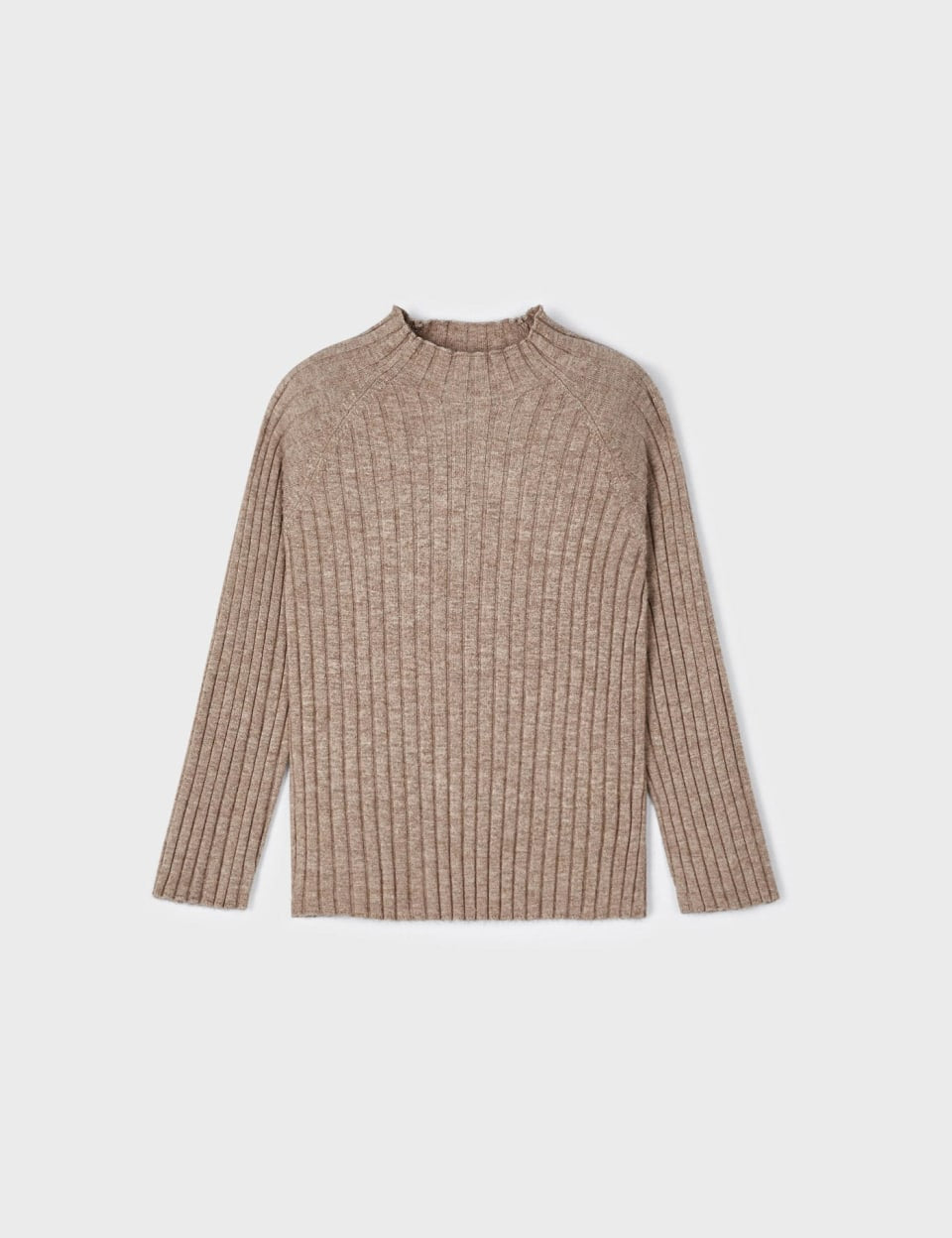 Turtle Neck Long Sleeve Sweater - Taupe
