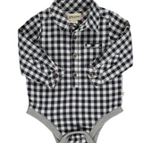 Black Micro Plaid Jasper Woven Onesie