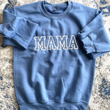 Mama Embroidered Dusty Blue Sweatshirt