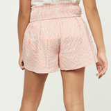 Girls Gingham Print Smocked Waist Shorts