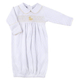 Tiny Duckling Smocked Collared Gathered Gown