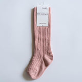 Blush Cable Knit Knee Socks