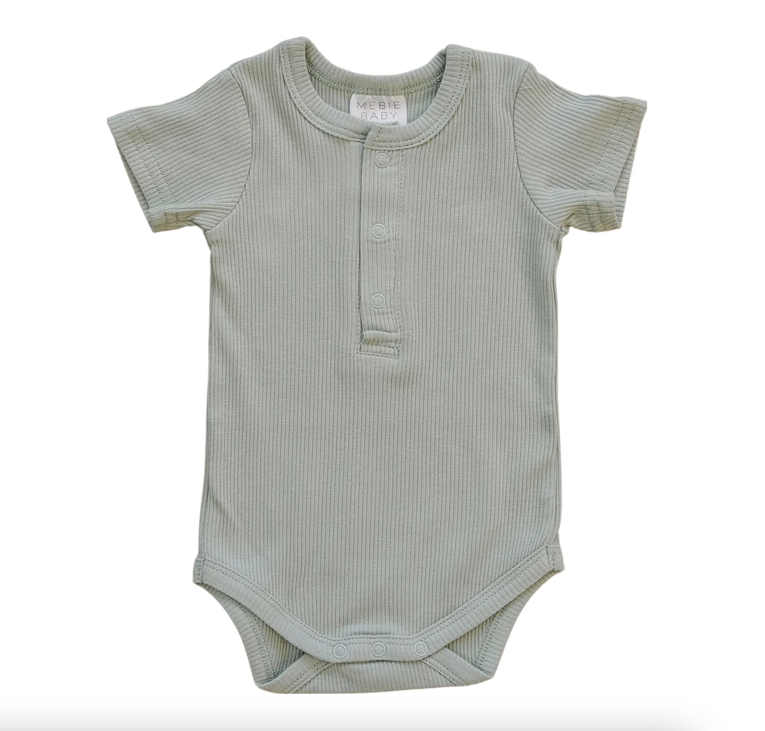 Sage Organic Cotton Ribbed Snap Bodysuit