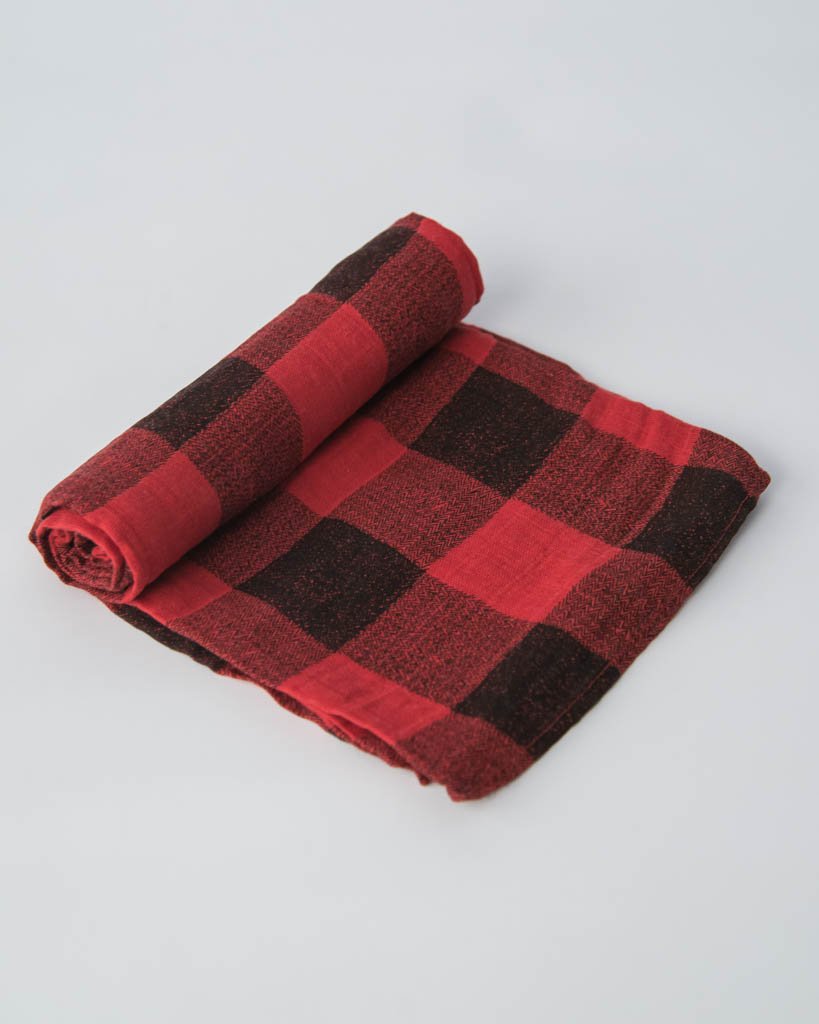 Cotton Muslin Swaddle - Red Plaid