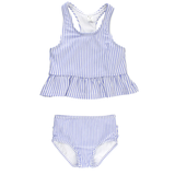 Periwinkle Blue Seersucker Peplum Tankini