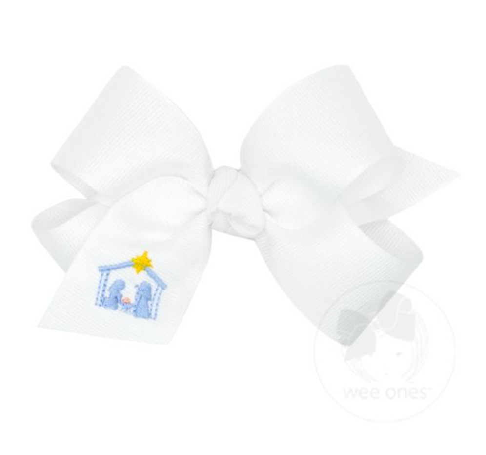 Nativity Embroidered Grosgrain Bow